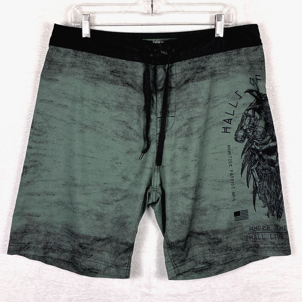 Howitzer Board Shorts Men 34 Green Military Viking Valhalla Operator Spec Ops